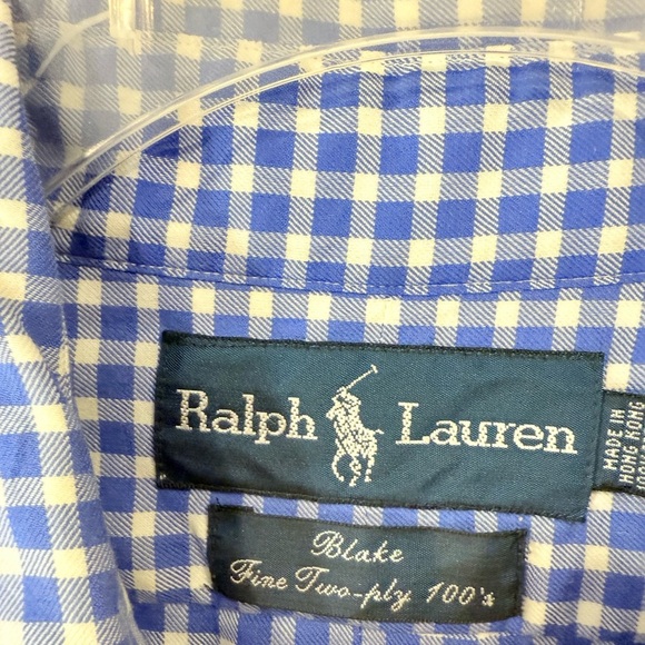 Ralph Lauren Blake Gingham Button Down Shirt 100% Cotton Blue White Size XL - Picture 3 of 7